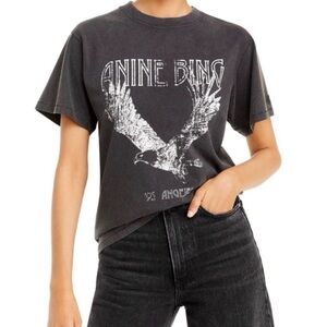 Anine Bing Charcoal Eagle Tee
